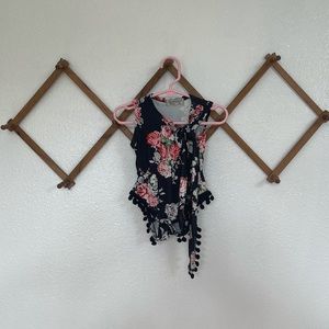 Agapoong Kids Fine Collection Baby Onesie Floral With Poms NWT